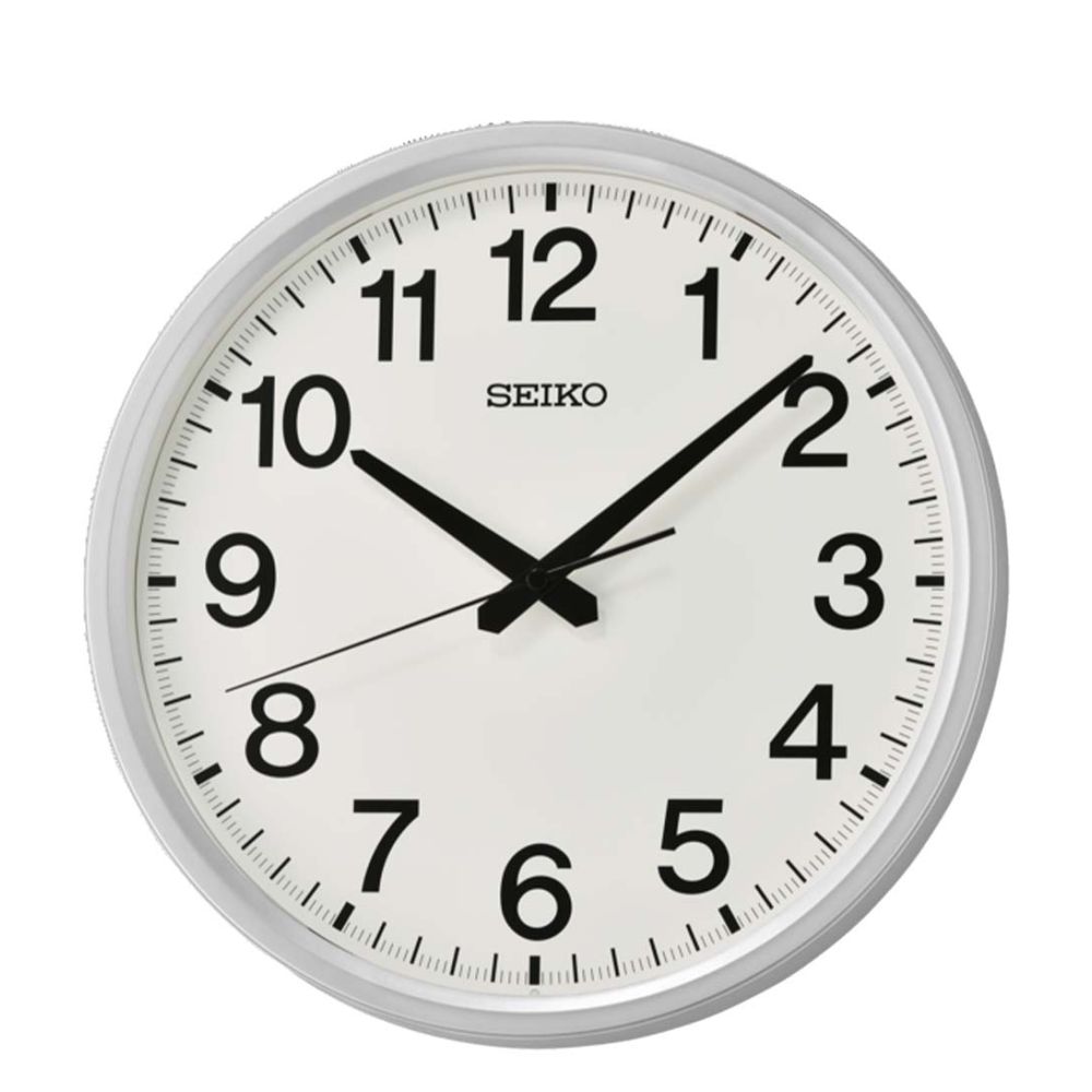 Seiko wandklok metallic silver, diameter 30.5cm.